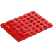 LEGO Rojo Placa 6 x 8 (3036)