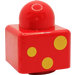 LEGO Rood Primo Steen 1 x 1 met 3 Geel Spots aan Tegenoverliggende zijden (31000 / 82406)