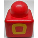 LEGO rouge Primo Brique 1 x 1 avec Jaune Carré outline sur Côtés opposés (31000)
