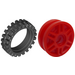 LEGO Red Rim Narrow Ø18 x 7 and Pin Hole with Deep Spokes and Brake Rotor with Narrow Tire Ø24 x 7mm