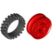 LEGO Red Rim Narrow Ø18 x 7 and Pin Hole with Shallow Spokes with Narrow Tire Ø24 x 7mm