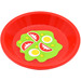 LEGO Rojo Circular Dish con Verde Salad &amp; Eggs Pegatina