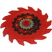 LEGO Rood Saw Lemmet met 14 Tanden met Zilver Tandwiel, Flames Sticker (61403)