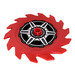 LEGO Red Saw Blade with 14 Teeth with Wheel spokes and hub pattern Sticker (61403)