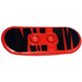 LEGO Rood Skateboard met Vier Wiel Clips met Zwart Zebra Strepen Sticker (42511)