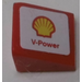 LEGO Rouge Pente 1 x 1 (31°) avec &#039;Shell&#039; logo, &#039;V-Power&#039; (La gauche) Autocollant (35338)