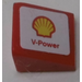 LEGO Red Slope 1 x 1 (31°) with &#039;Shell&#039; Logo, &#039;V-Power&#039; (left) Sticker (35338)