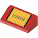 LEGO Rood Helling 1 x 2 (31°) met &#039;Ferrari&#039; en Zwart en Geel Strepen Sticker (85984)