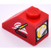 LEGO rot Steigung 1 x 2 (45°) mit Lamp und Feuer Schlauch Aufkleber (3040)