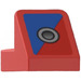 LEGO rot Steigung 1 x 2 (45°) mit Platte mit Blau Triangle und Runden Catch Aufkleber (15672)