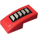 LEGO Rood Helling 1 x 2 Gebogen met Lucht Vent Grilles Links Sticker (11477)
