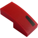 LEGO Red Slope 1 x 2 Curved with Black Stripe left Sticker (11477)