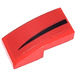 LEGO Red Slope 1 x 2 Curved with Black Stripe right side Sticker (11477)