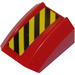 LEGO Rood Helling 1 x 2 x 2 Gebogen met Zwart en Geel Hazard Strepen Sticker (30602)