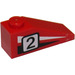 LEGO Red Slope 1 x 3 (25°) with &quot;2&quot; and Black/White Stripes (Right) Sticker (4286)