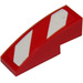 LEGO Rosso Pendenza 1 x 3 Curvo con Rosso e Bianco Diagonal Strisce Adesivo (Sinistra) (50950)