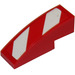 LEGO Red Slope 1 x 3 Curved with Red and White Diagonal Stripes Sticker (Left) (50950)
