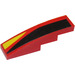 LEGO Red Slope 1 x 4 Curved with Black, Red and Yellow Stripes - Left Sticker (11153)
