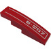 LEGO Red Slope 1 x 4 Curved with White Stripe and &#039;8-057&#039; (Right) Sticker (11153 / 61678)