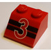 LEGO Red Slope 2 x 2 (45°) with &quot;3&quot; and Black Stripes (3039)