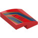 LEGO Red Slope 2 x 2 Curved with Blue and Yellow Angled Stripes (15068 / 108042)