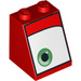 LEGO Rood Helling 2 x 2 x 2 (65°) met Gezicht met Eye, Onderzijde (Links) met buis aan de onderzijde (3678 / 95830)