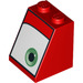 LEGO Rood Helling 2 x 2 x 2 (65°) met Gezicht met Eye, Onderzijde (Rechtsaf) met buis aan de onderzijde (3678 / 94894)