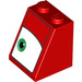 LEGO Rood Helling 2 x 2 x 2 (65°) met Gezicht met Eye, centered (Links) met buis aan de onderzijde (3678 / 33879)