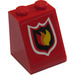 LEGO Rood Helling 2 x 2 x 2 (65°) met Brand logo Sticker met buis aan de onderzijde (3678)