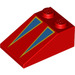 LEGO Red Slope 2 x 3 (25°) with Blue Triangles with Rough Surface (3298 / 82892)