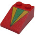 LEGO Red Slope 2 x 3 (25°) with Yellow and Green Triangles with Rough Surface (3298 / 40343)