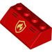 LEGO Red Slope 2 x 4 (45°) with Fire Logo with Smooth Surface (3037 / 43143)