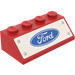LEGO Red Slope 2 x 4 (45°) with Ford Logo Sticker with Rough Surface (3037)