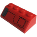 LEGO Red Slope 2 x 4 (45°) with Hatch, Vents (Left) Sticker with Rough Surface (3037)