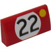 LEGO Red Slope 2 x 4 Curved with &#039;22&#039; and Yellow Dot (Right) Sticker with Bottom Tubes (88930)