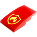 LEGO Red Slope 2 x 4 Curved with Fire Logo Badge Sticker (93606)