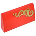 LEGO Red Slope 2 x 4 Curved with Golden Ornaments right side Sticker with Bottom Tubes (88930)