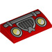 LEGO Rood Helling 2 x 4 Gebogen met Headlights en Rooster met buizen aan de onderzijde (88930)