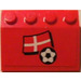LEGO Rood Helling 3 x 4 (25°) met Danish Vlag en Football Sticker (3297)