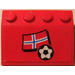 LEGO rot Steigung 3 x 4 (25°) mit Norway Flagge und Football Aufkleber (3297)