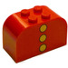 LEGO rouge Pente Brique 2 x 4 x 2 Incurvé avec 3 Jaune dots Verticale (4744)