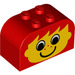 LEGO Rood Helling Steen 2 x 4 x 2 Gebogen met Boy met Freckles (4744 / 81780)