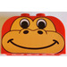 LEGO Red Slope Brick 2 x 4 x 2 Curved with monkey face decoration (4744)