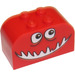 LEGO Red Slope Brick 2 x 4 x 2 Curved with Smiling Monster Face (4744)