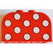 LEGO Rood Helling Steen 2 x 4 x 2 Gebogen met Wit Dots (4744)