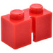 LEGO rouge Slotted Brique 1 x 2 sans tubes internes, 1 encoche