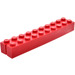 LEGO Red Slotted Brick 2 x 10 without Bottom Tubes, 1 slot