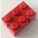 LEGO Red Slotted Brick 2 x 3 (2 Corner Slots)