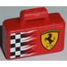 LEGO rouge Petit Valise avec Ferrari logo et Noir et blanc Checks Autocollant (4449)