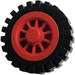 LEGO Rot Spoked Wheel with Black Tire